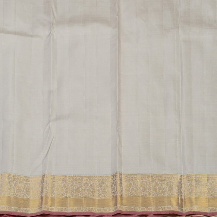 Hayagrivas Handloom Violet Kanjivaram Silk Saree with Half White border KBE1667K1-1
