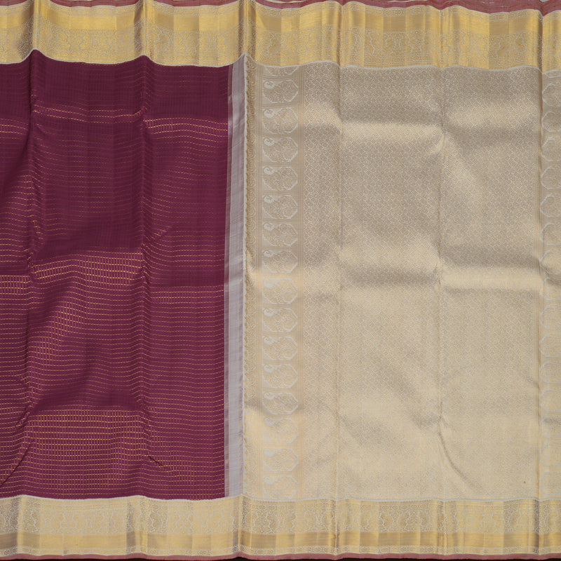 Hayagrivas Handloom Violet Kanjivaram Silk Saree with Half White border KBE1667K1-1