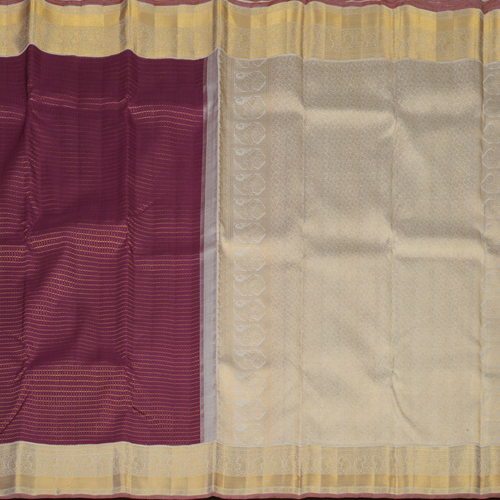 Hayagrivas Handloom Violet Kanjivaram Silk Saree with Half White border KBE1667K1-1