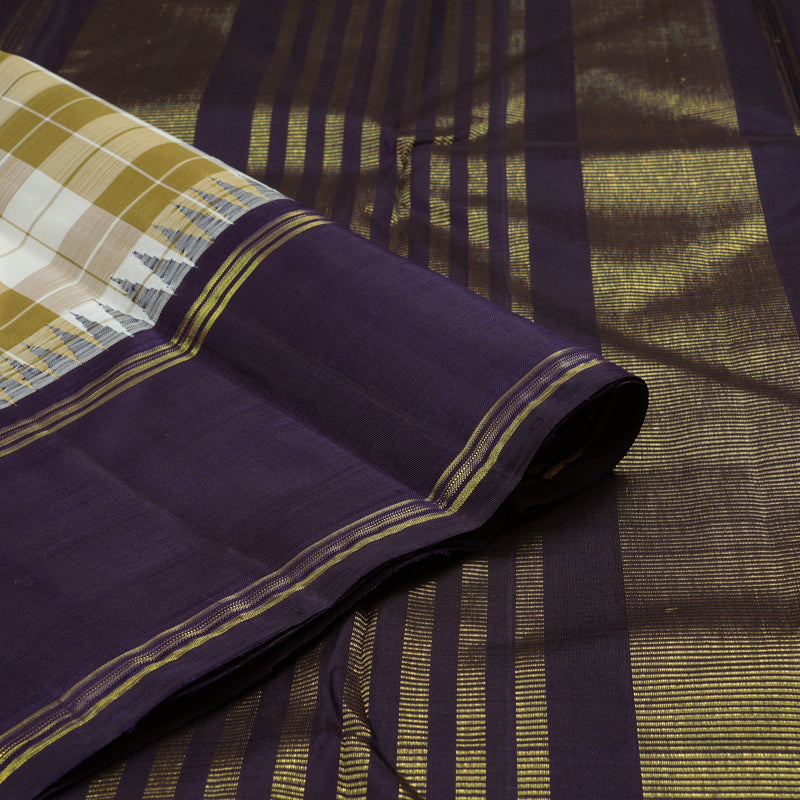Hayagrivas Handloom Multicolour Checks Kanjivaram Silk Saree with Navy Blue Border KBE1669K2-3