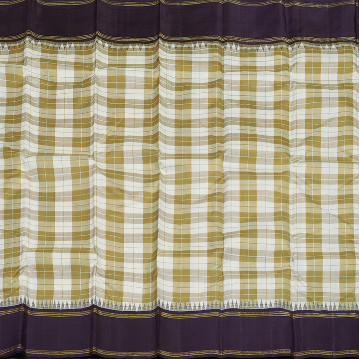 Hayagrivas Handloom Multicolour Checks Kanjivaram Silk Saree with Navy Blue Border KBE1669K2-3