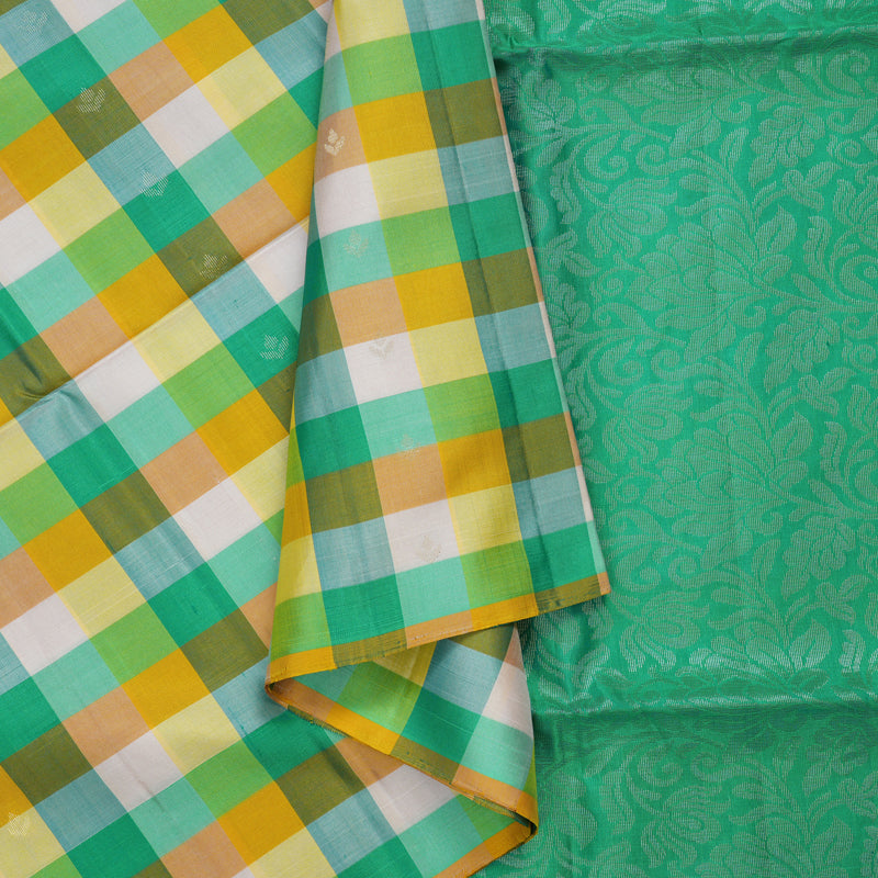 Hayagrivas Multicolour Checks Handloom Soft Silk Saree KBE166D2-3
