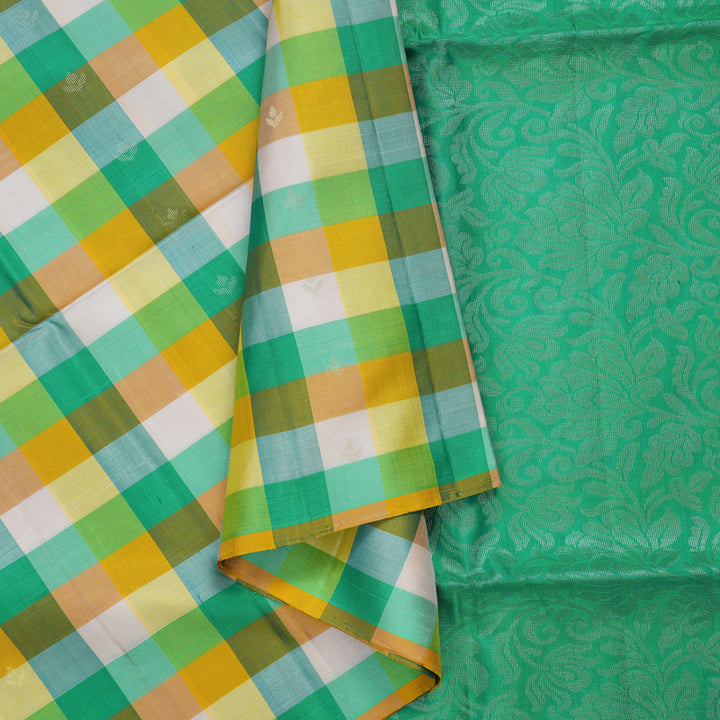 Hayagrivas Multicolour Checks Handloom Soft Silk Saree KBE166D2-3
