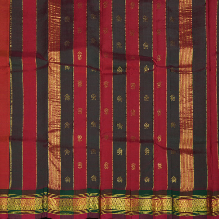 Hayagrivas Turmeric Yellow Pure One-sided Border Kanjivaram Silk saree KBE1671K1-5