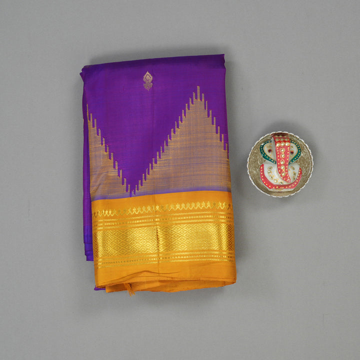 Hayagrivas Purple Pure One-sided Border Kanjivaram Silk saree KBE1671K2-11