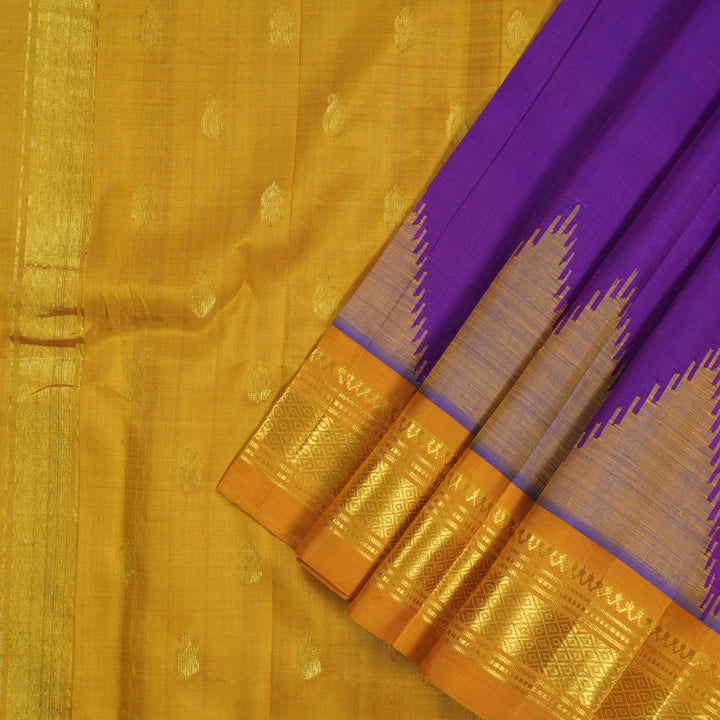Hayagrivas Purple Pure One-sided Border Kanjivaram Silk saree KBE1671K2-11
