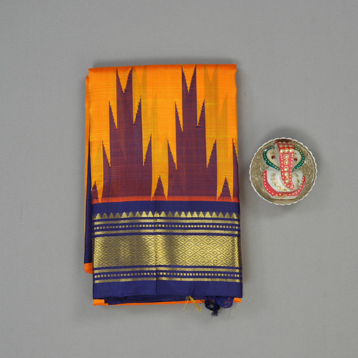 Hayagrivas Mango Orange Pure One-sided Border Kanjivaram Silk saree KBE1671K2-21