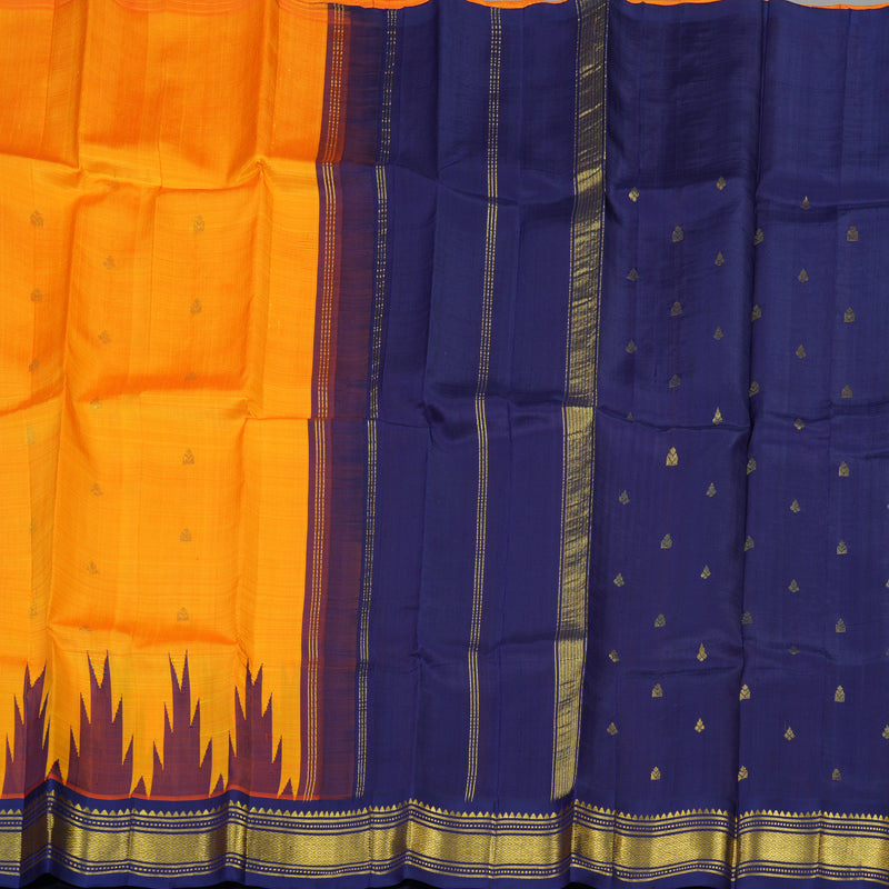 Hayagrivas Mango Orange Pure One-sided Border Kanjivaram Silk saree KBE1671K2-21
