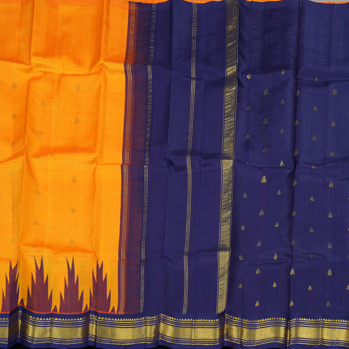 Hayagrivas Mango Orange Pure One-sided Border Kanjivaram Silk saree KBE1671K2-21