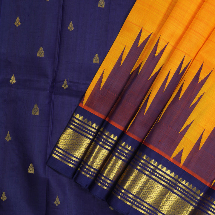 Hayagrivas Mango Orange Pure One-sided Border Kanjivaram Silk saree KBE1671K2-21