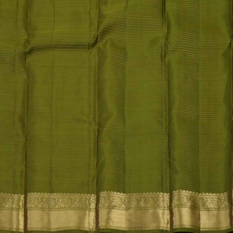 Hayagrivas Handloom Olive Green Kanjivaram Silk Saree KBE1674K3-1