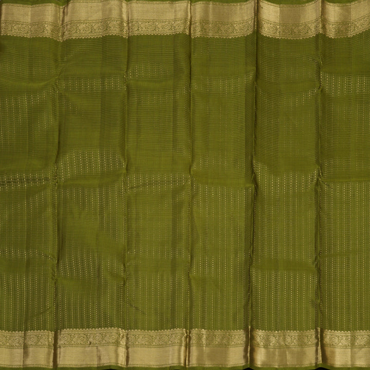 Hayagrivas Handloom Olive Green Kanjivaram Silk Saree KBE1674K3-1