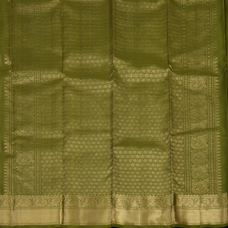 Hayagrivas Handloom Olive Green Kanjivaram Silk Saree KBE1674K3-1