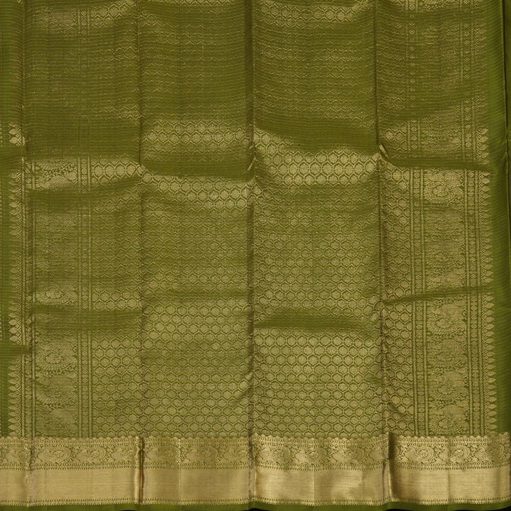 Hayagrivas Handloom Olive Green Kanjivaram Silk Saree KBE1674K3-1