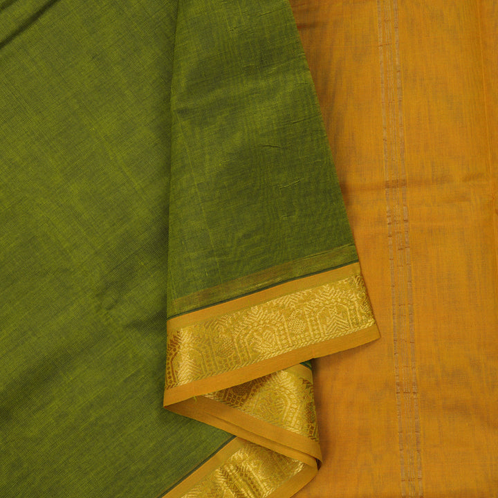 Hayagrivas Olive Green Pure Silk Cotton Saree KBE1677K1-6