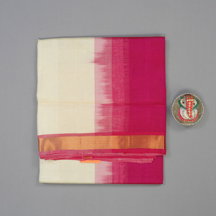 Hayagrivas Half-White Pure Silk Cotton Saree KBE1677K1-8