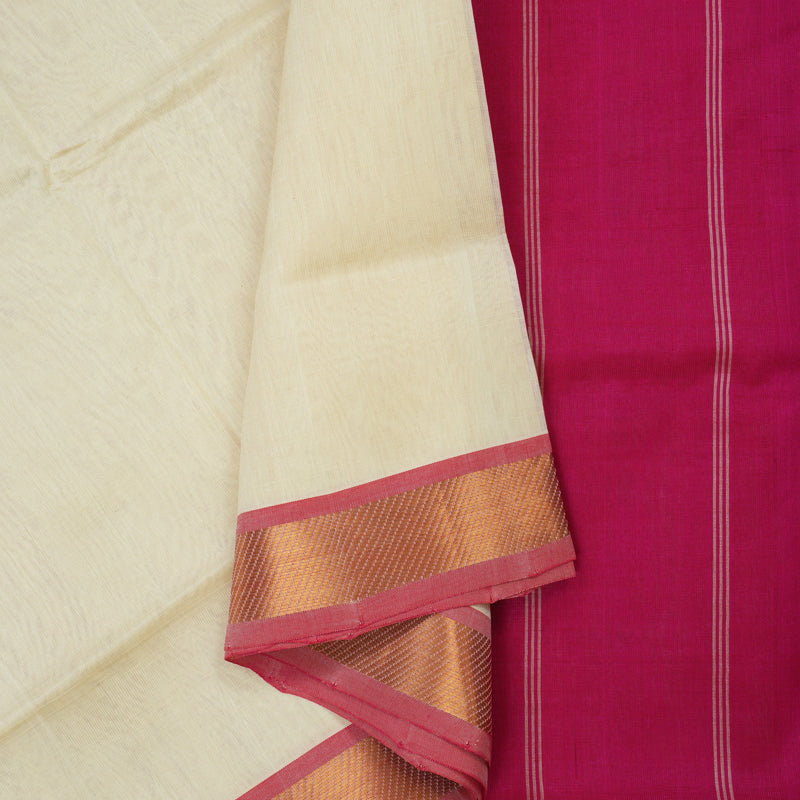Hayagrivas Half-White Pure Silk Cotton Saree KBE1677K1-8