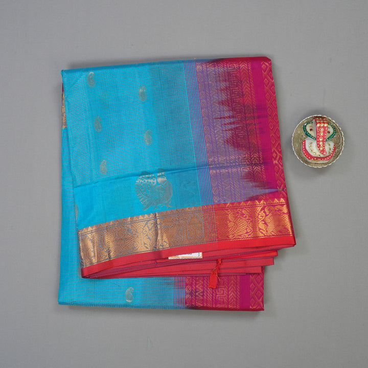 Hayagrivas Sky Blue Pure Silk Cotton Saree KBE1677K10-1