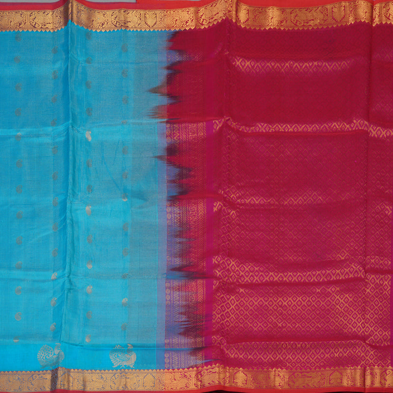 Hayagrivas Sky Blue Pure Silk Cotton Saree KBE1677K10-1