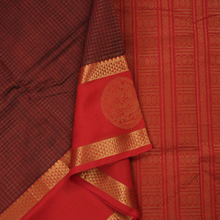 Hayagrivas Pure Silk Cotton Saree in Araku Maroon with Red border KBE1677K11-8