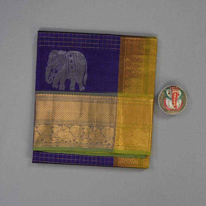 Hayagrivas Purplish-Blue Pure Silk Cotton Saree KBE1677K12-13