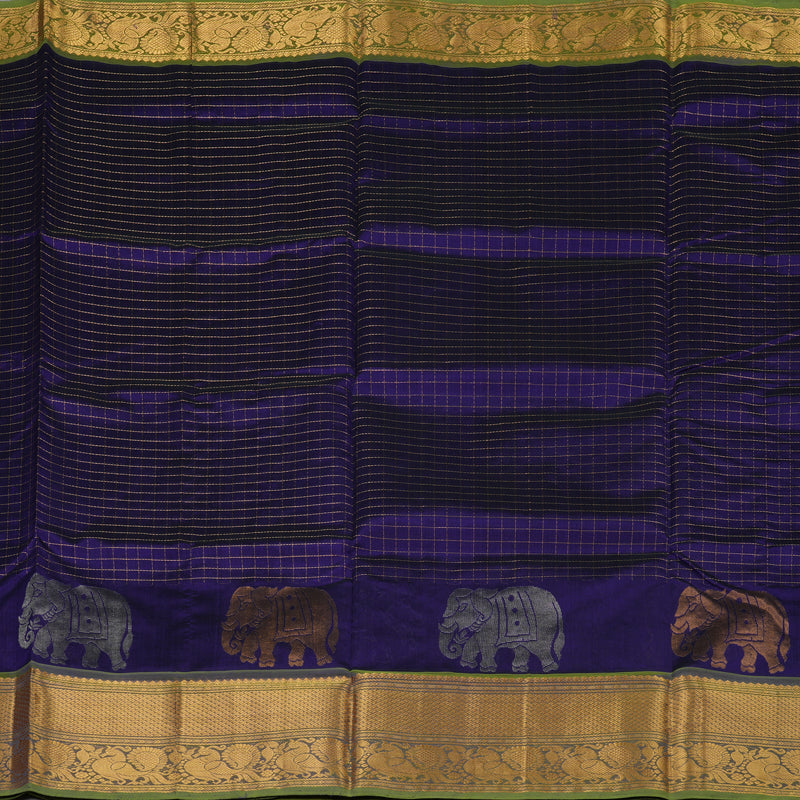 Hayagrivas Purplish-Blue Pure Silk Cotton Saree KBE1677K12-13