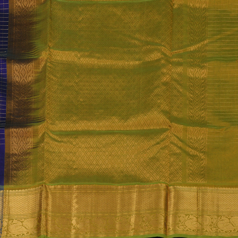 Hayagrivas Purplish-Blue Pure Silk Cotton Saree KBE1677K12-13