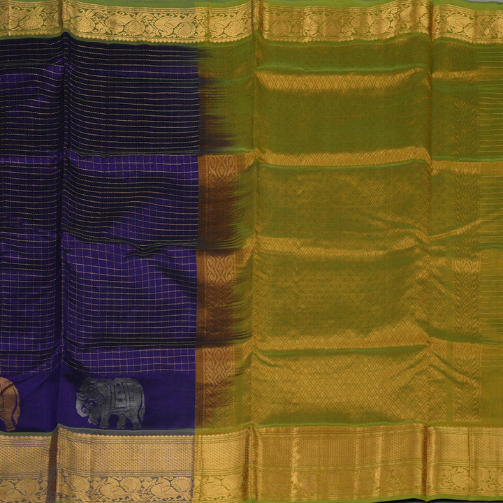 Hayagrivas Purplish-Blue Pure Silk Cotton Saree KBE1677K12-13