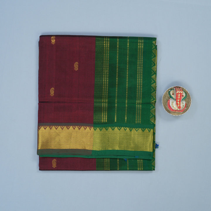 Hayagrivas Wine Pure Silk Cotton Saree KBE1677K3-8