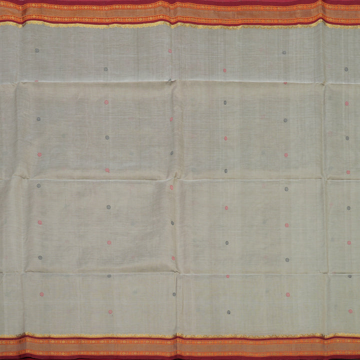 Hayagrivas Royal Grey Pure Silk Cotton Saree with Maroon Border KBE1678K1-13