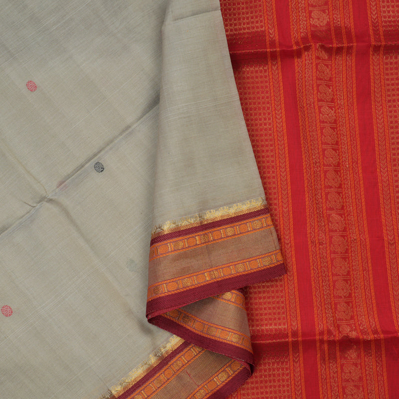 Hayagrivas Royal Grey Pure Silk Cotton Saree with Maroon Border KBE1678K1-13