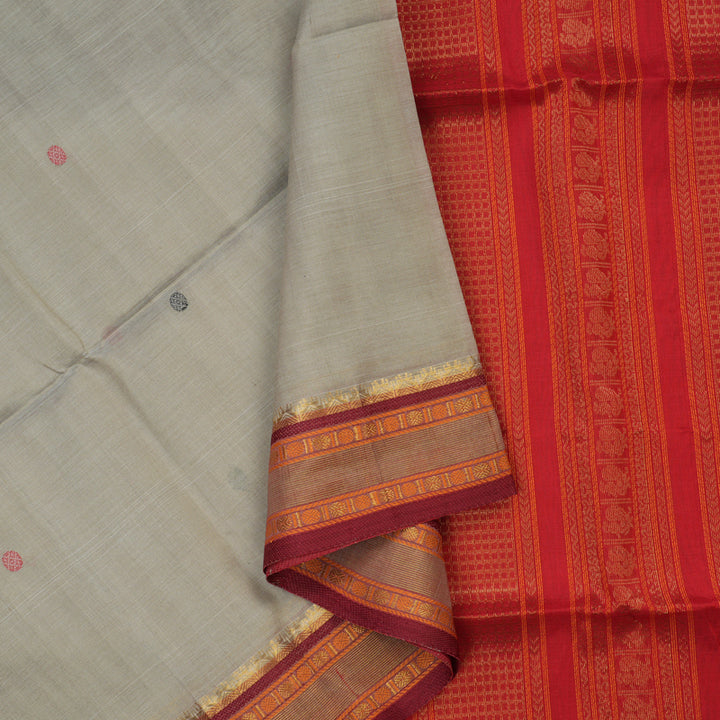 Hayagrivas Royal Grey Pure Silk Cotton Saree with Maroon Border KBE1678K1-13