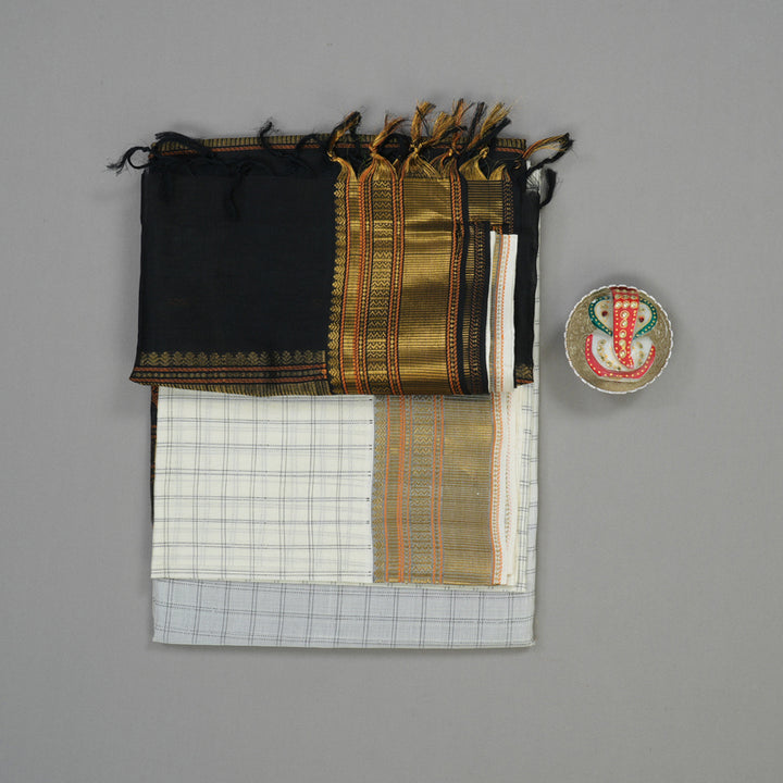 Hayagrivas Half White Pure Silk Cotton Saree KBE1678K1-26