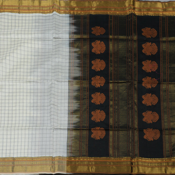 Hayagrivas Half White Pure Silk Cotton Saree KBE1678K1-26