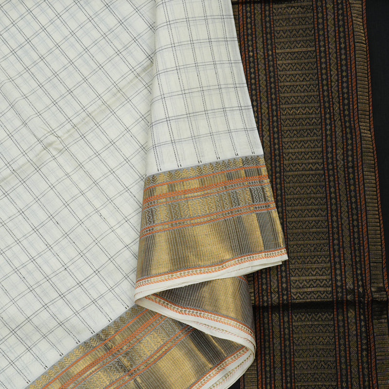 Hayagrivas Half White Pure Silk Cotton Saree KBE1678K1-26