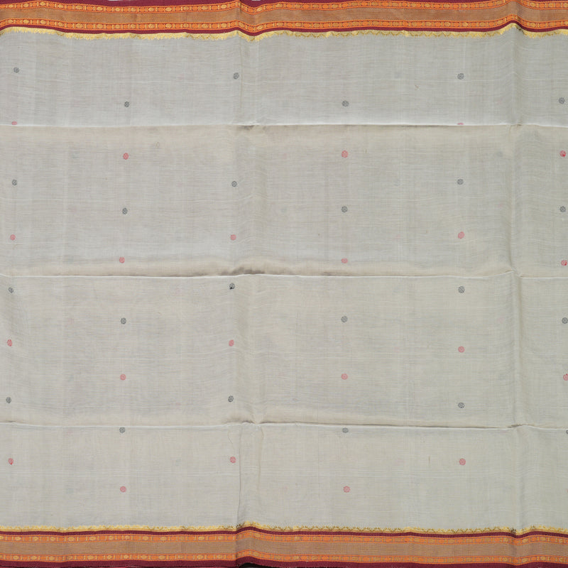 Hayagrivas Light Grey Pure Silk Cotton Saree with Red border KBE1678K1-31