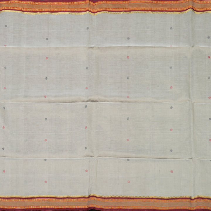 Hayagrivas Light Grey Pure Silk Cotton Saree with Red border KBE1678K1-31