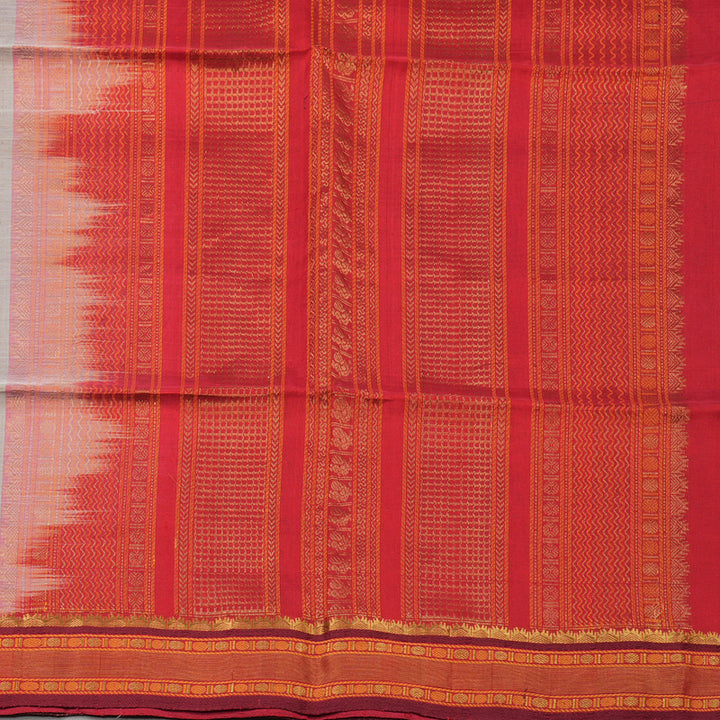 Hayagrivas Light Grey Pure Silk Cotton Saree with Red border KBE1678K1-31