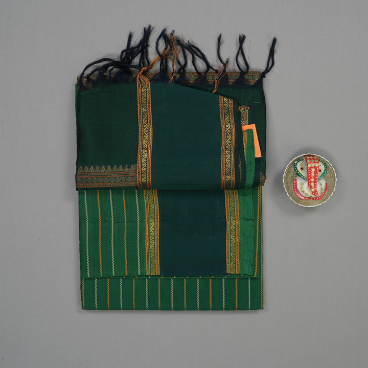 Hayagrivas Green Pure Silk Cotton Saree with Deep Peacock Green Border KBE1678K1-32