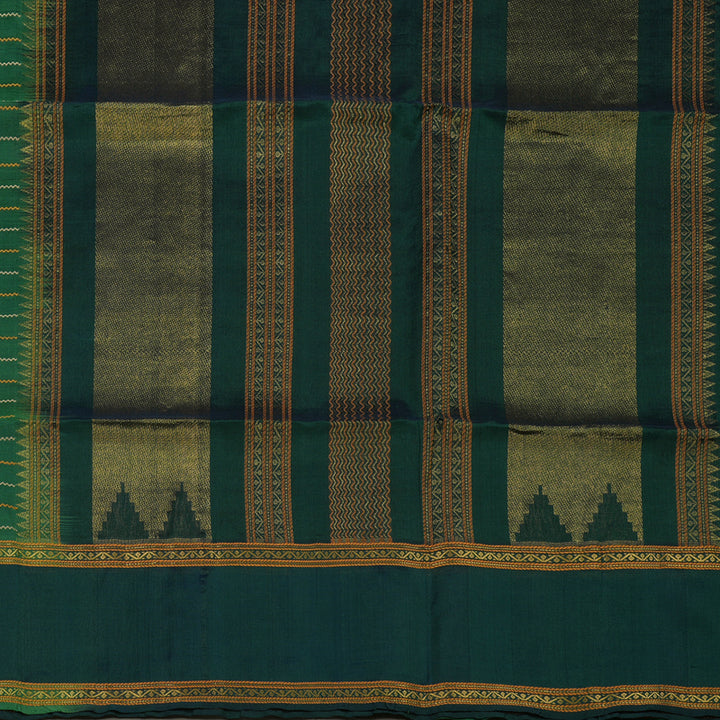 Hayagrivas Green Pure Silk Cotton Saree with Deep Peacock Green Border KBE1678K1-32