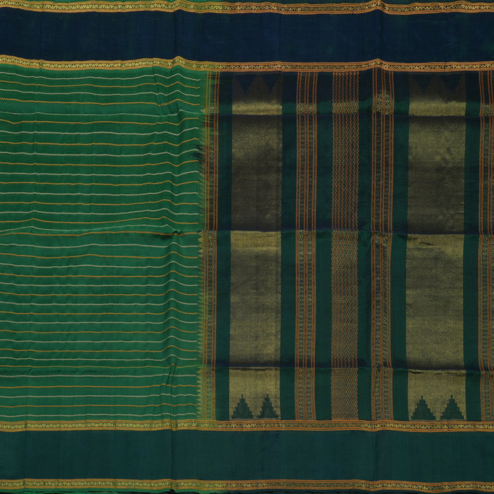 Hayagrivas Green Pure Silk Cotton Saree with Deep Peacock Green Border KBE1678K1-32