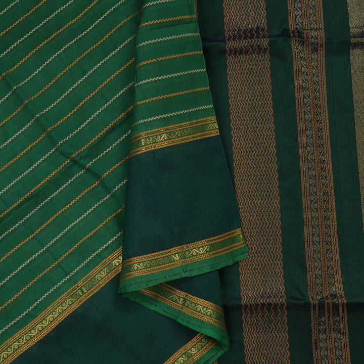 Hayagrivas Green Pure Silk Cotton Saree with Deep Peacock Green Border KBE1678K1-32