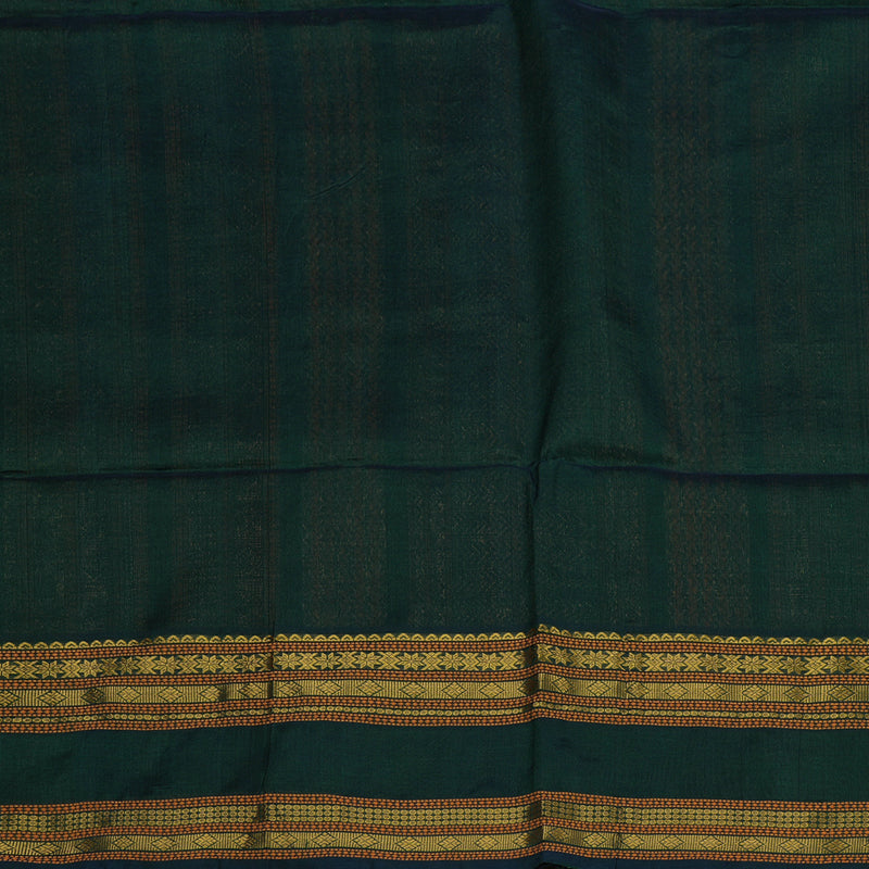 Hayagrivas Bottle Green Pure Silk Cotton Saree with Deep Peacock Green Border KBE1678K1-7
