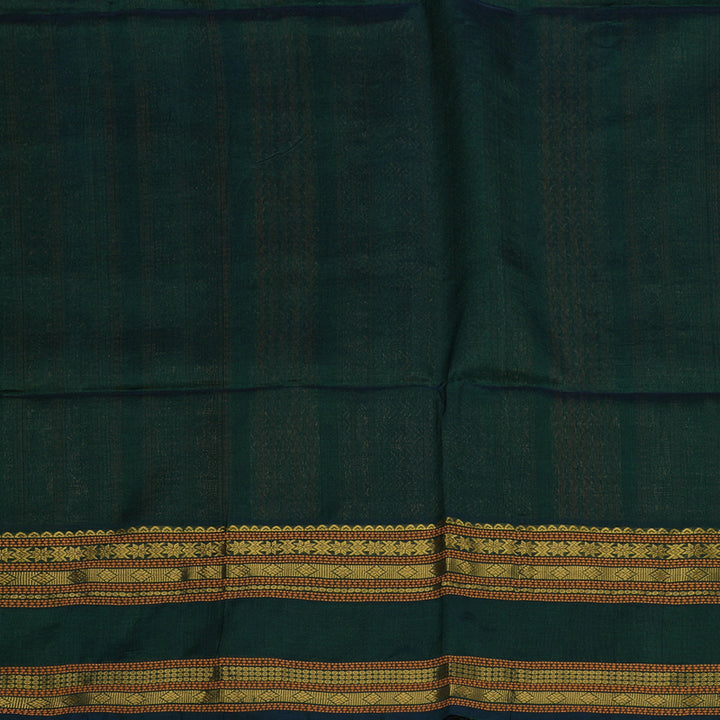 Hayagrivas Bottle Green Pure Silk Cotton Saree with Deep Peacock Green Border KBE1678K1-7