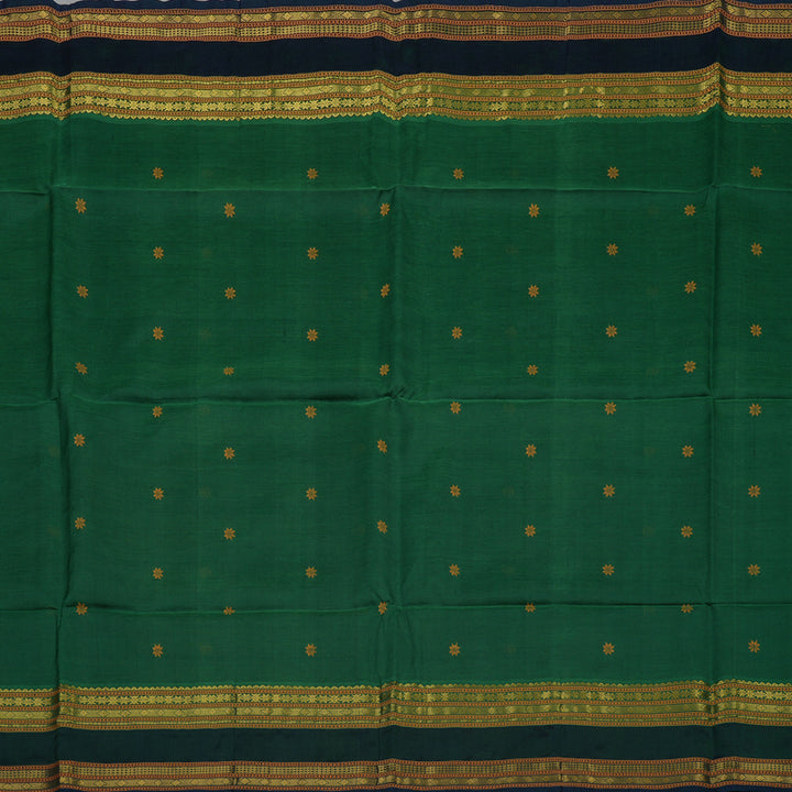 Hayagrivas Bottle Green Pure Silk Cotton Saree with Deep Peacock Green Border KBE1678K1-7