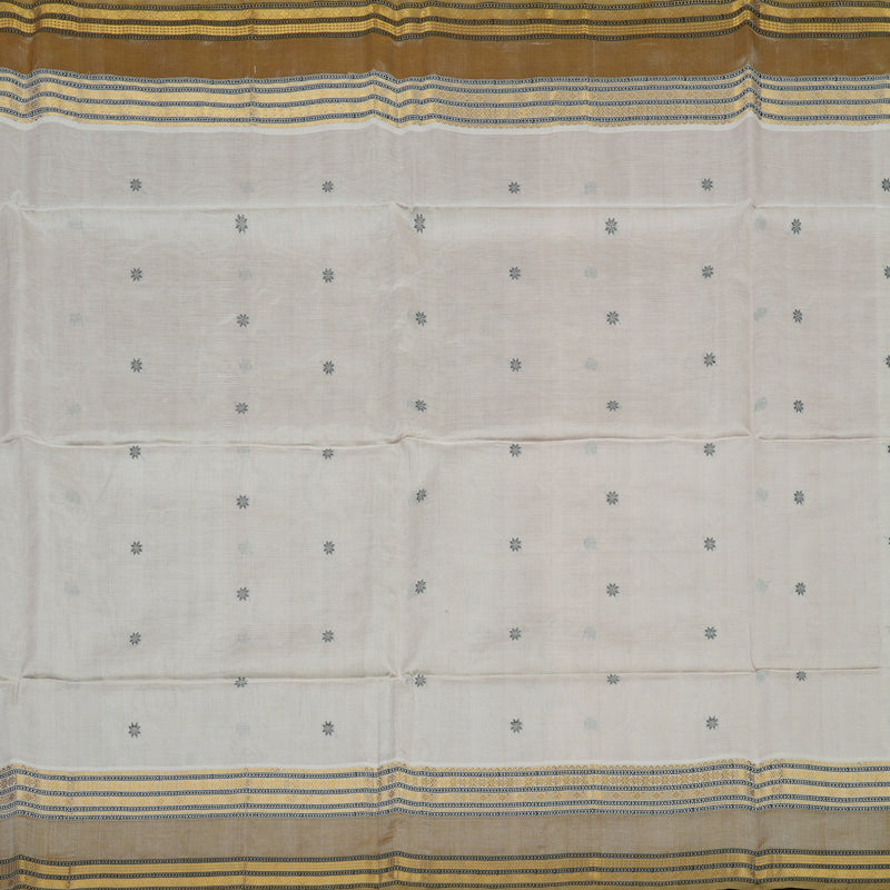 Hayagrivas Light Grey Pure Silk Cotton Saree with Royal Beige Border KBE1678K1-8