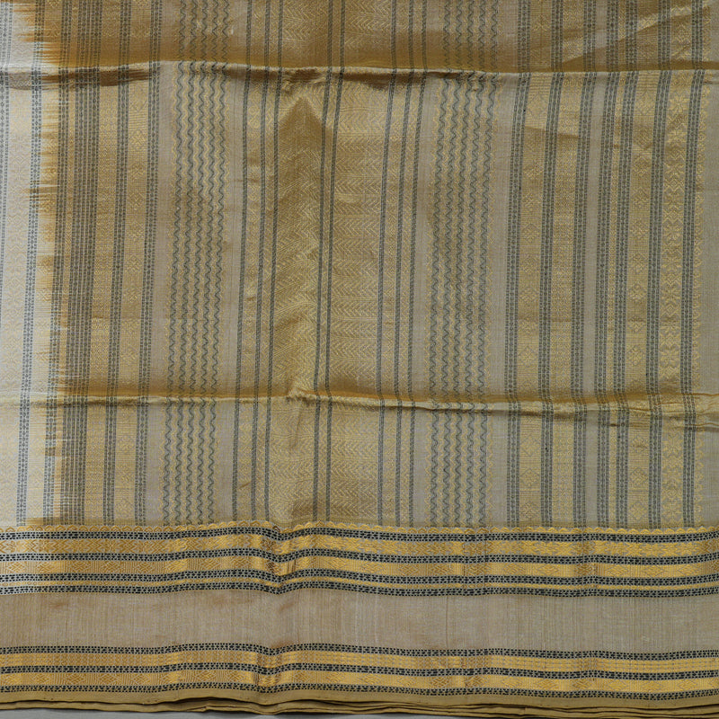 Hayagrivas Light Grey Pure Silk Cotton Saree with Royal Beige Border KBE1678K1-8