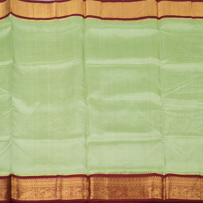 Hayagrivas Pista Green Pure Silk Cotton Saree with Maroon border KBE1678K11-2