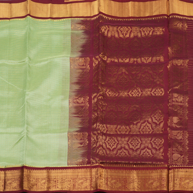 Hayagrivas Pista Green Pure Silk Cotton Saree with Maroon border KBE1678K11-2