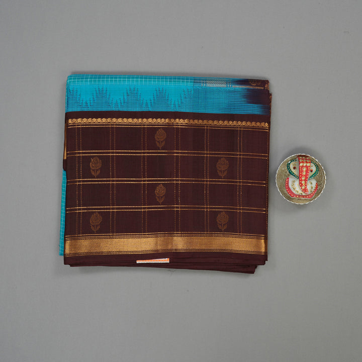 Hayagrivas Sky Blue Pure Silk Cotton Saree KBE1678K13-2